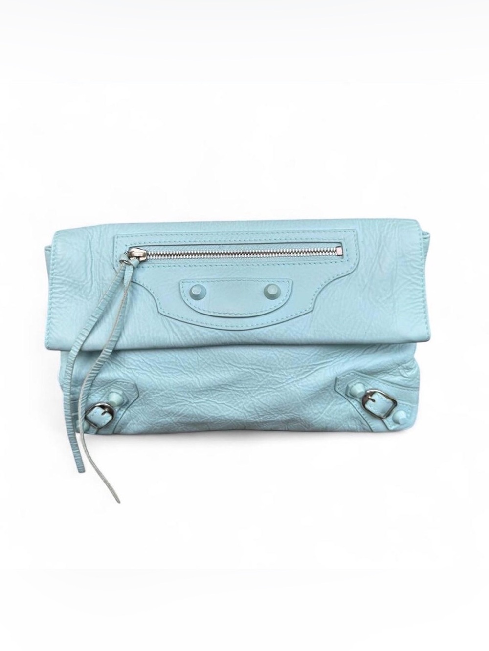 Balenciaga Mint/Pale Blue Leather Classic Giant Envelope Clutch